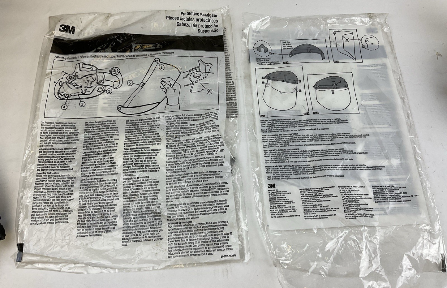 3M 82783-00000 H8A RATCHET HEADGEAR WITH WP96 POLYCARBONATE FACE SHIELD LOT OF 3