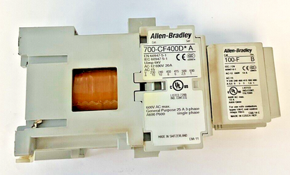 ALLEN BRADLEY 700-CF400D* SER.A W/ 100-F SER.B CONTACTOR 600V 25A 3PH **LOTOF2**