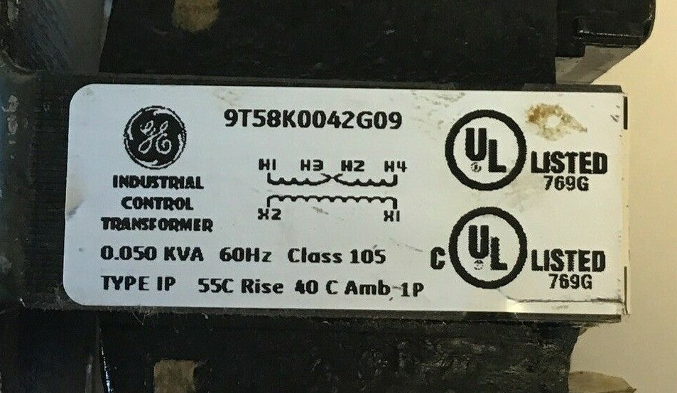GENERAL ELECTRIC 9T58K0042G09 TRANSFORMER 0.050KVA 60HZ CLASS105 ***LOTOF3***