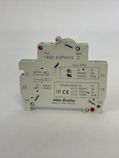 ALLEN BRADLEY 1492-ASPHH3 AUXILIARY SWITCH SER C