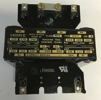 SQUARE D 9070 EO-1 CONTROL TRANSFORMER 50/60HZ SER.B 0.035-0.50KVA