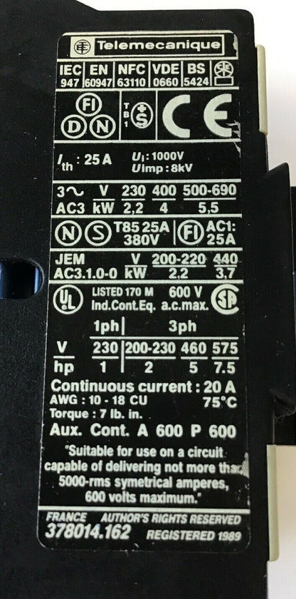 TELEMECANIQUE LP1 D09 10 CONTACTOR RELAY 24 VDC