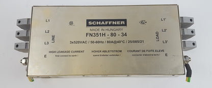 SCHAFFNER FN351H-80-34 POWER LINE FILTER 80 AMP 3X520/300 VAC