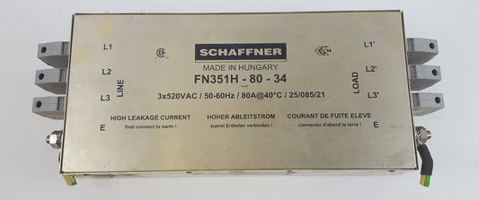 SCHAFFNER FN351H-80-34 POWER LINE FILTER 80 AMP 3X520/300 VAC