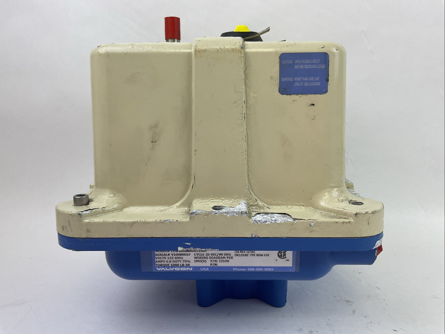 VALVCON LVW1000KTZN115AC ELECTRIC VALVE ACUTATOR CYCLE 25 SEC/90 DEG 115V
