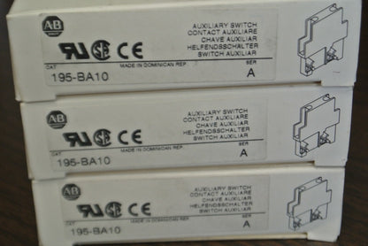 LOT of 3 / ALLEN-BRADLEY 195-BA10 AUXILIARY SWITCH / AUX. CONTACT / NEW SURPLUS