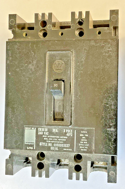 WESTINGHOUSE EB3030 CIRCUIT BREAKER 240VAC 30 3POLE ****LOTOF2****