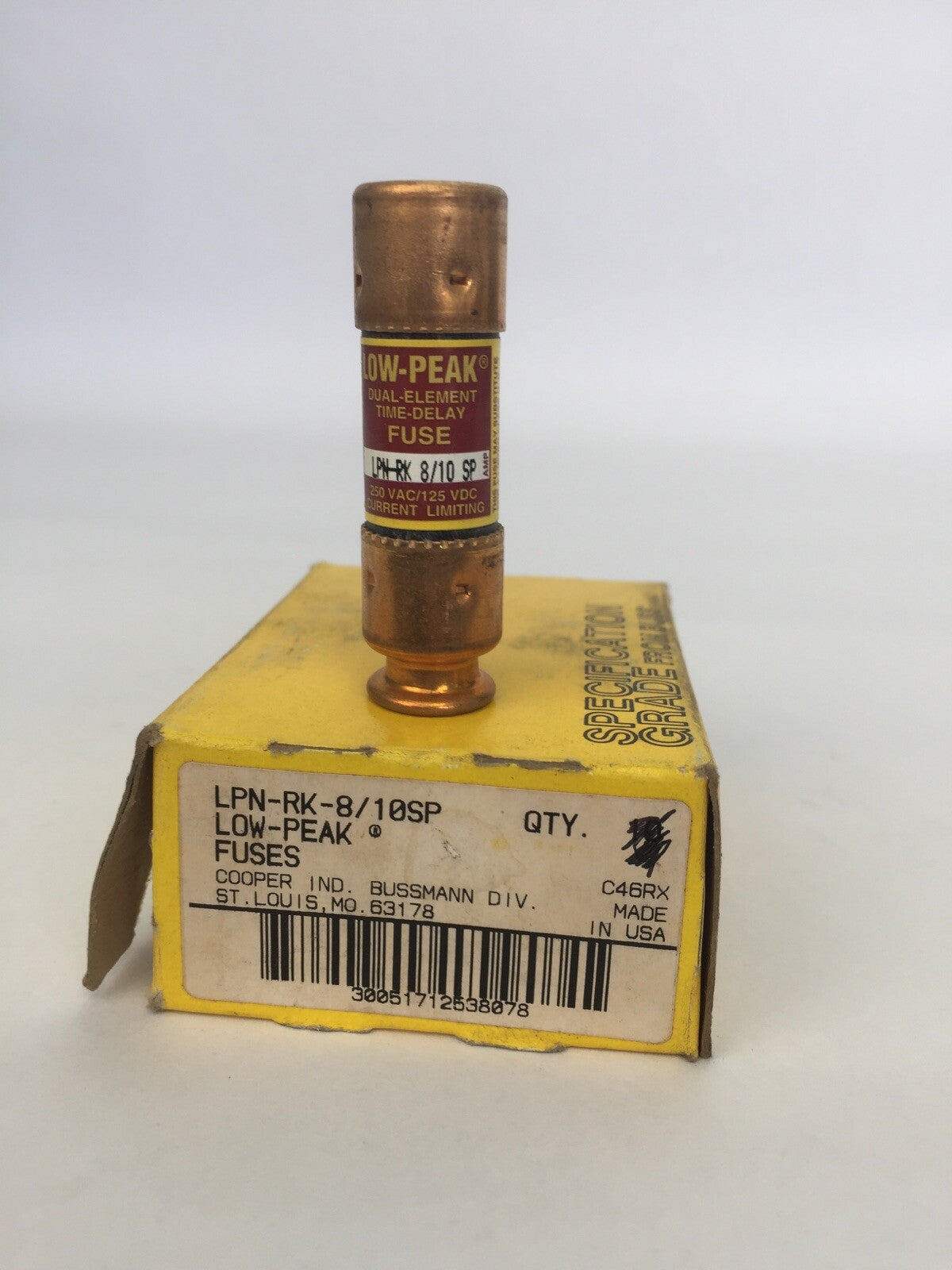 LOW-PEAK LPN-RK-8/10SP DUAL ELEMENT TIME-DELAY FUSE 8/10A 250VAC (BOX OF 5)