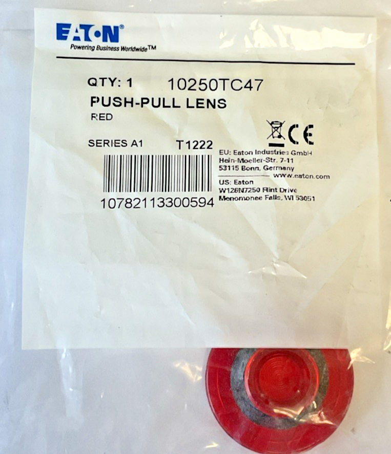 EATON 10250TC47 PUSH-PULL LENS SER.A1 RED****LOTOF3****