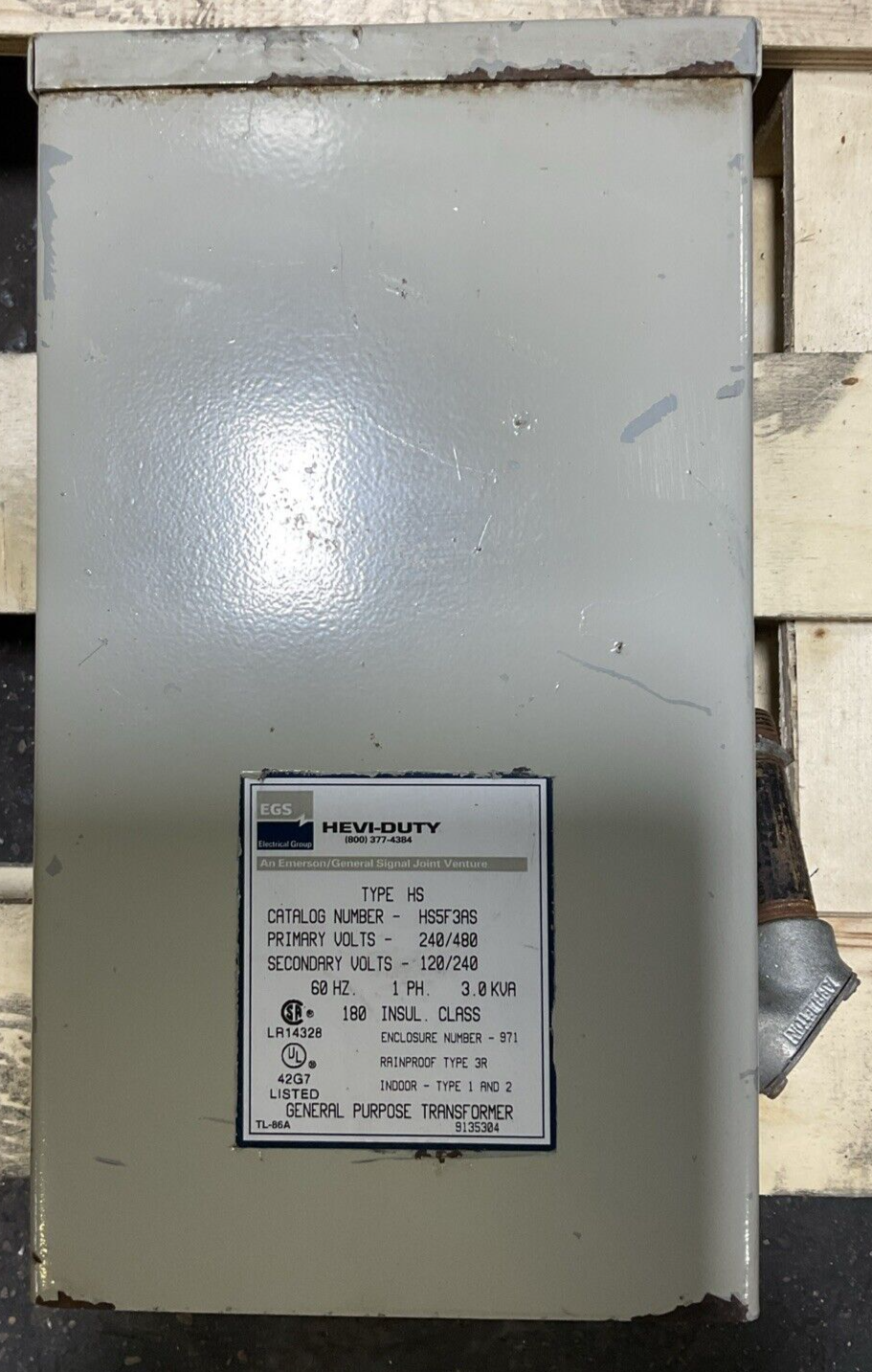 EGS HS5F3AS PRI VOLTS 240/480 SEC VOLTS 120/240 1PH 3.0KVA TRANSFORMER