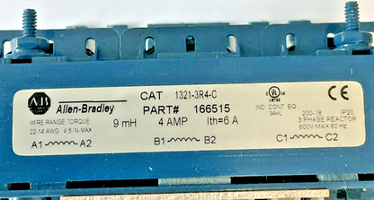 ALLEN BRADLEY 1321-3R4-C PHASE REACTOR 460VAC 3PH