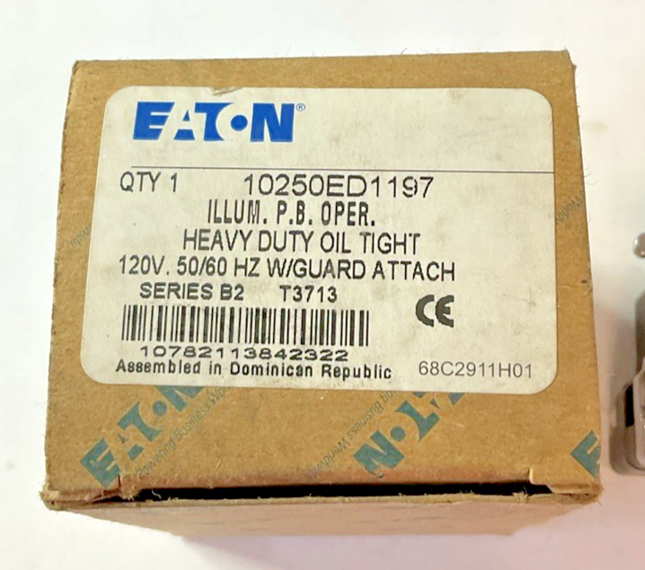 EATON 10250ED1197 ILLUMINATED PUSH BUTTON 120V SER.B2 W/GUARD ATTACHMENT