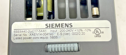 SIEMENS 6SE6440-2UC17-5AA1 MICROMASTER 440 DRIVE G02/2.20 550HZ 0.75KW