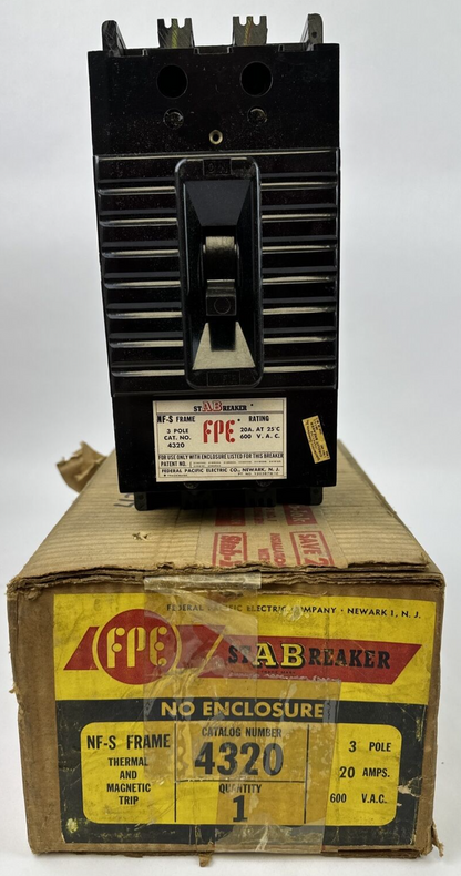 FPE 4320 STABREAKER 20AMP 600VAC 3POLE NF-S FRAME THERMAL AND MAGNETIC TRIP