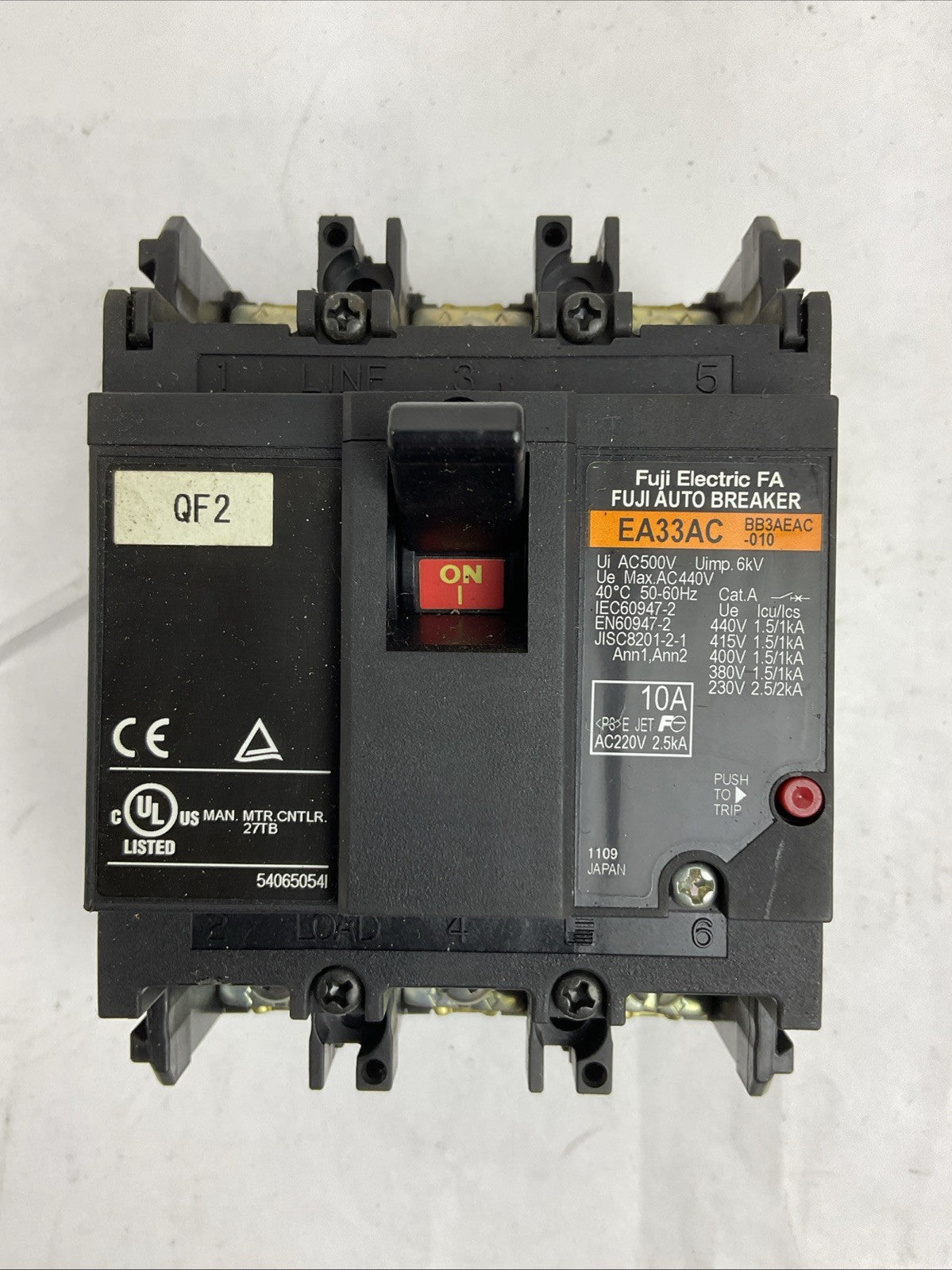 FUJI EA33AC 10A AUTO BREAKER 220-240VAC 3PH 1HP