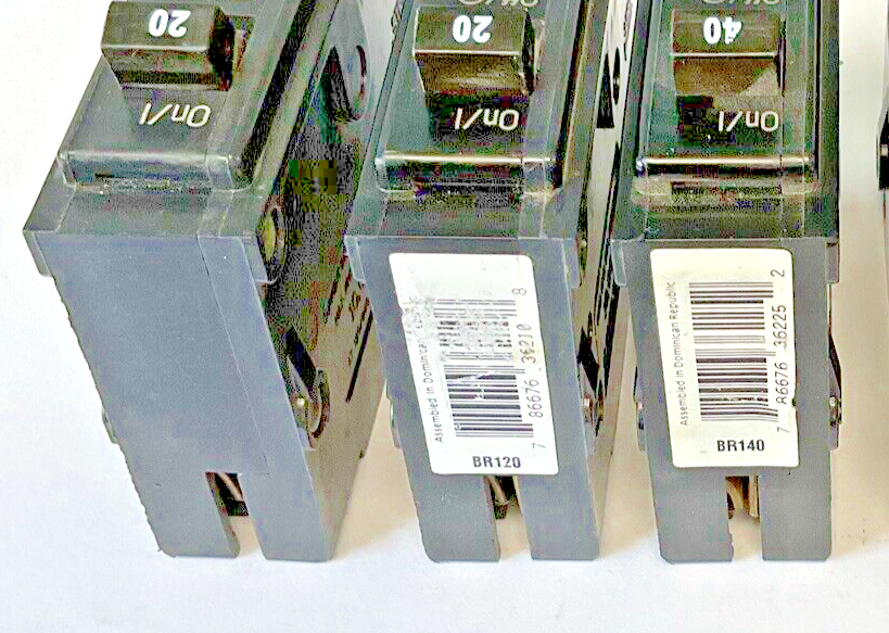 CUTLER HAMMER BR120(2x),BR140(2X),BR150(1X) CIRCUIT BREAKER 120/240VAC**LOTOF5**