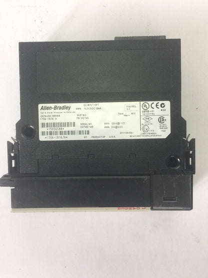 ALLEN BRADLEY 1756-IB16 DC INPUT 16PT 10-31.2VDC 10mA SER A F/W REV. 3.3