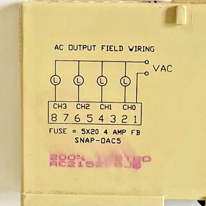 OPTO 22 SNAP-OAC5 4 CHANNEL OUTPUT 12-250VAC 3/4A 5VDC LOGIC