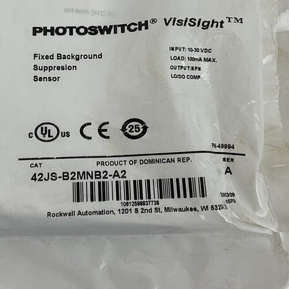 ALLEN BRADLEY 42JS-B2MNB2-A2 SUPPRESION SENSOR SER.A 10-30VDC