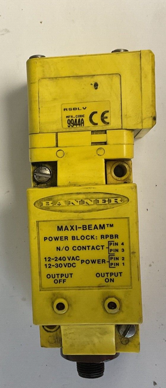 BANNER 9945A PHOTOELECTRIC SENSOR W/RSBLV MAXI-BEAM 240VAC 30VDC