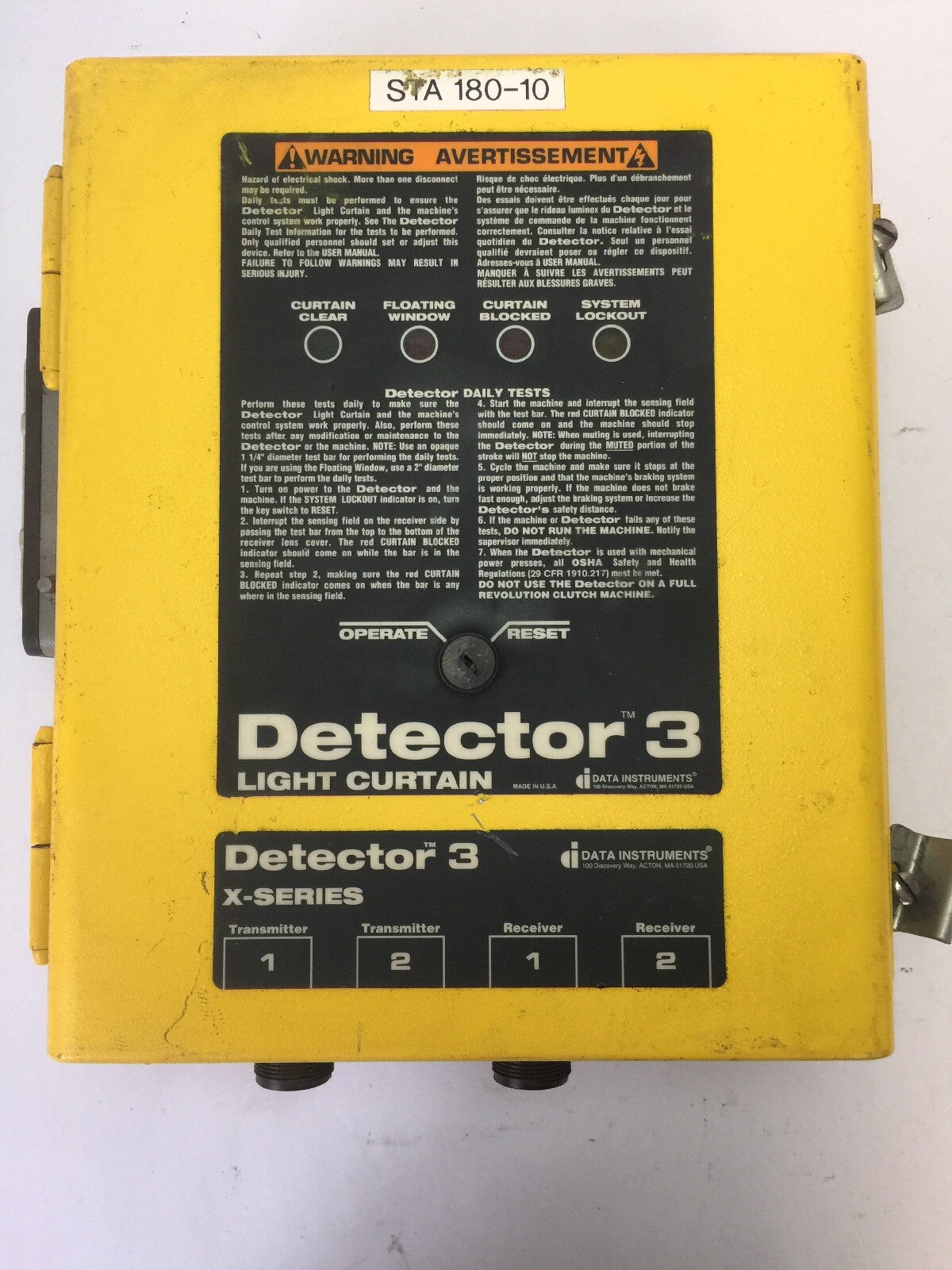DATA INSTUMENTS/HONEYWELL 3LC-BXQDH DETECTOR 3 LIGHT CURTAIN CONTROLLER
