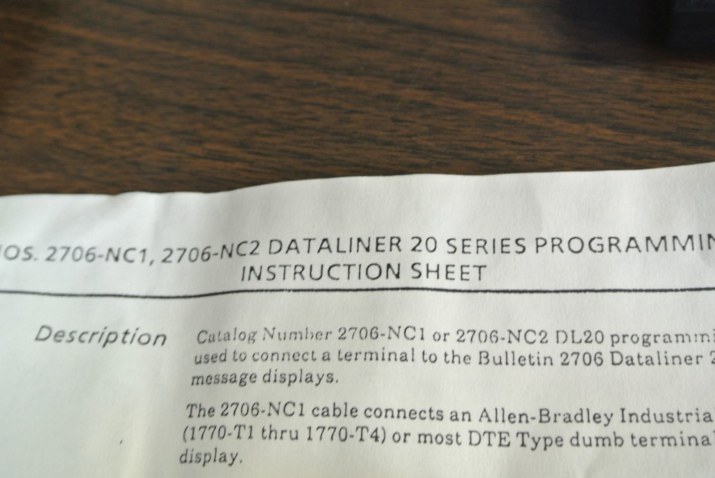 ALLEN-BRADLEY 2706-NC2 - DL20 DATALINER PROGRAMMING CABLE - NEW SURPLUS