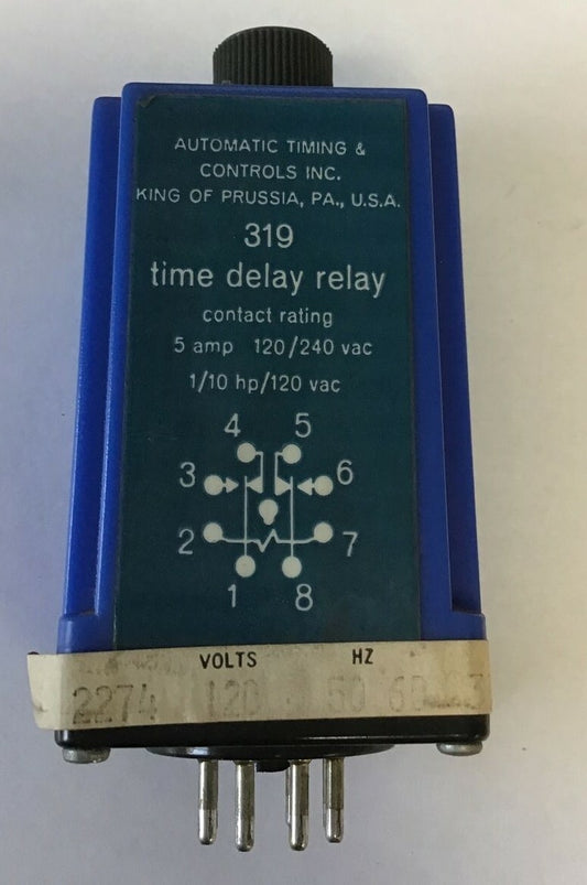 ATC 319 TIME DELAY RELAY 319B01601C 5 AMP 120/240VAC 0-30MIN