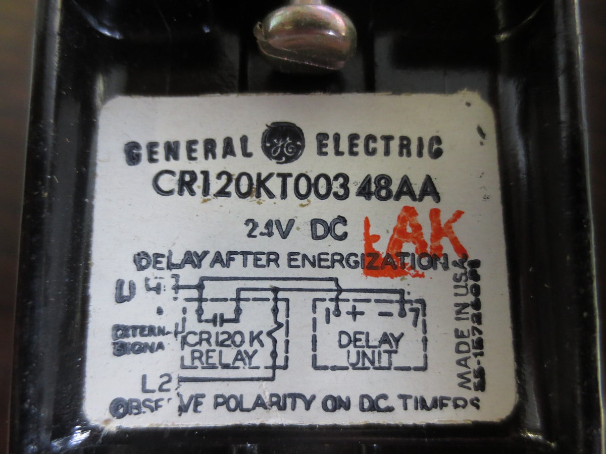 GENERAL ELECTRIC CR120KT00348AA RELAY / TIME DELAY UNIT 24VDC 0.3 - 15 SECONDS