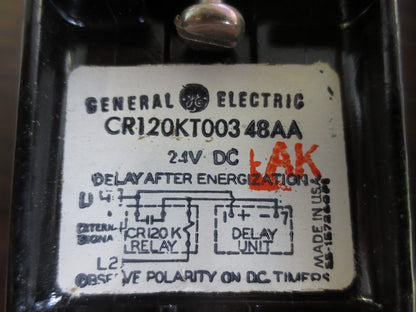 GENERAL ELECTRIC CR120KT00348AA RELAY / TIME DELAY UNIT 24VDC 0.3 - 15 SECONDS