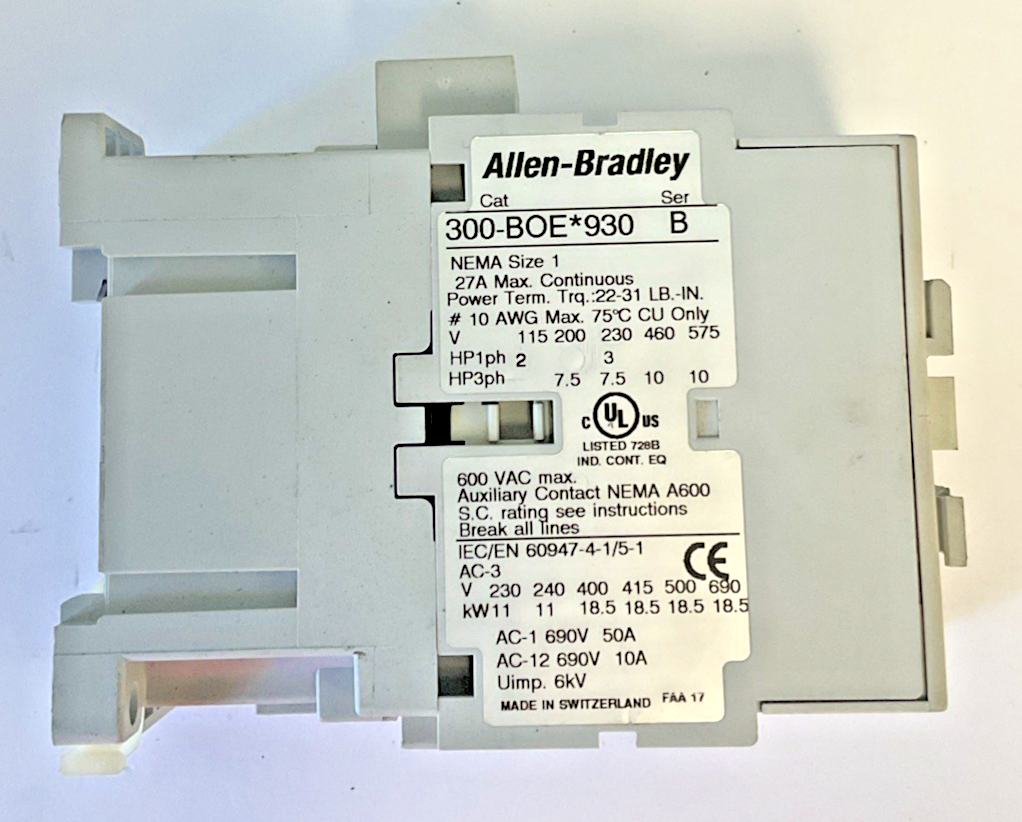ALLEN BRADLEY 300-BOE*930 CONTACTOR  SER.B SIZE 1 27A 600VAC