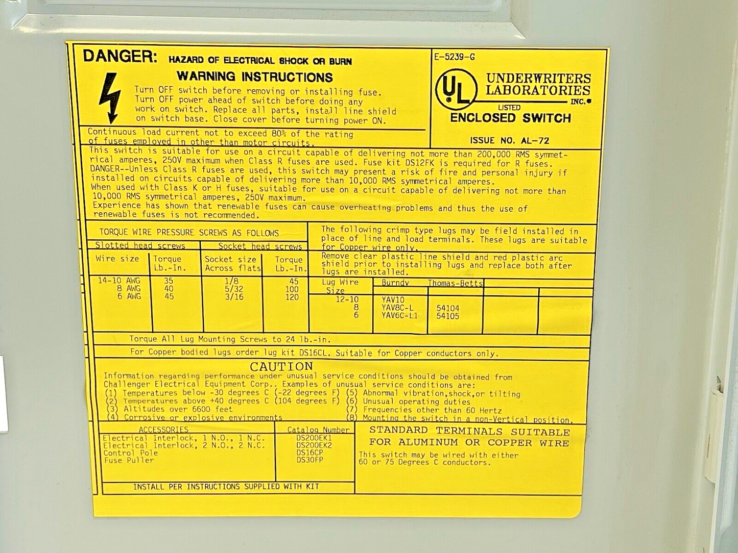 EATON - POWER MASTER - H321SNK - SAFETY SWITCH - 30 A, 120/240 VAC, TYPE 1