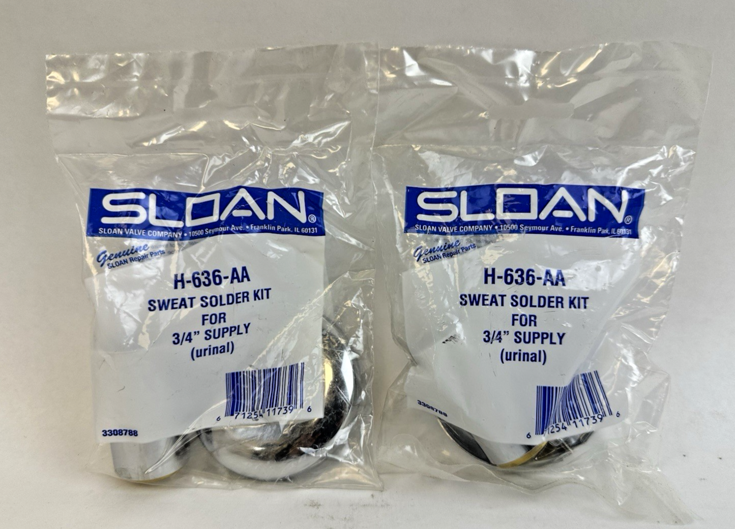 SLOAN H-636-AA SWEAT SOLDER KIT FOR 3/4'' SUPPLY (URINAL) LOT OF 2