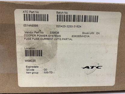 COOPER / COMBINED TECHNOLOGIES 83K065VHD1A X-LIMITER BACKUP FUSE / 8.3kV / 65A