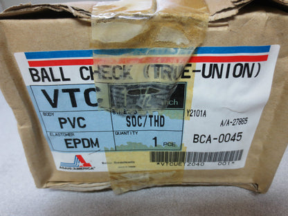 RYANHERCO 5109A015 TRUE UNION BALL CHECK VALVE PVC 150psi 01B00312F 1210-015 1.5