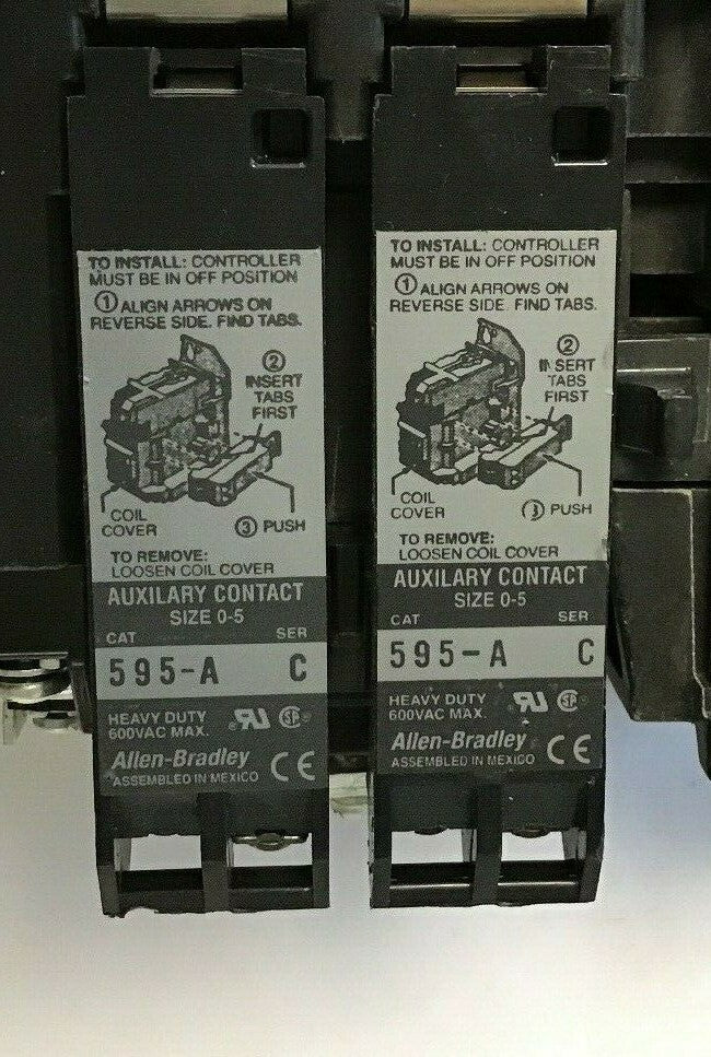 ALLEN-BRADLEY 509-BO*-E1+ SIZE 1 STARTER 120 V COIL  W/592-EECC W/595-A SER.C