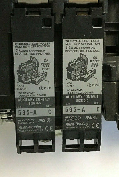 ALLEN-BRADLEY 509-BO*-E1+ SIZE 1 STARTER 120 V COIL  W/592-EECC W/595-A SER.C