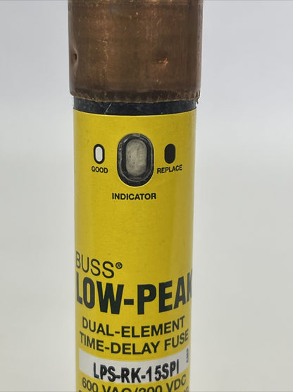 COOPER BUSSMANN LPS-RK-15SPI LOW-PEAK DUAL ELEMENT FUSE 600VAC 300VDC(LOT OF 10)