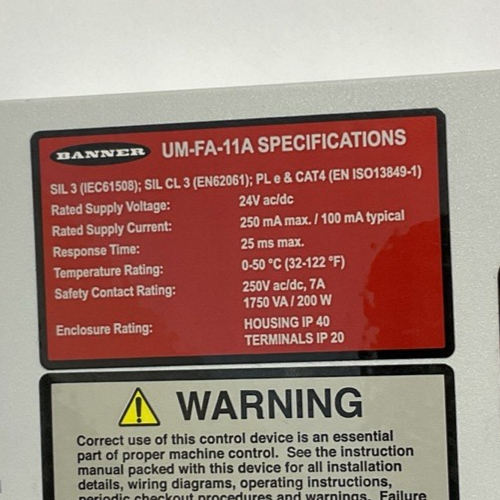 BANNER UM-FA-11A SAFETY MODULE 24VAC/DC 200W 1750VA