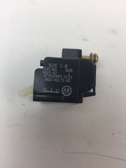 ALLEN BRADLEY 1495-G1 AUXILIARY CONTACT BLOCK N.C. CONTACT SIZE 1 & 2 SERIES L