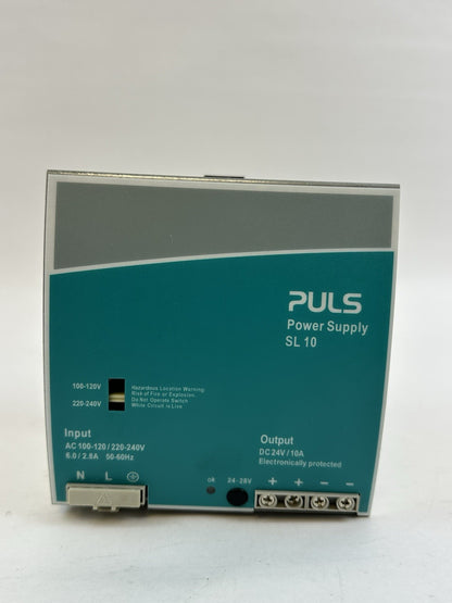 PULS SL10.105 POWER SUPPLY OUTPUT 24-28VDC 10A INPUT 100-120/200-240VAC 6/2.8A