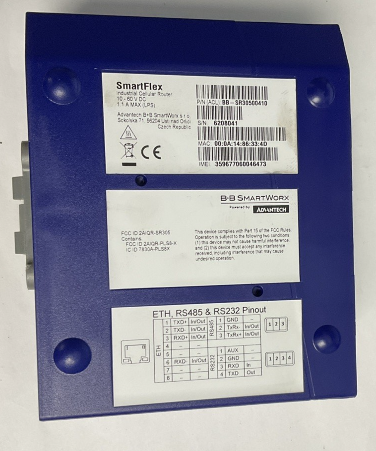 ADVANTECH SMARTFLEX BB-SR30500410 INDUSTRIAL CELLULAR ROUTER 60VDC