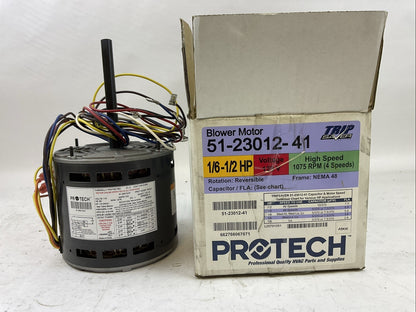 PROTECH 51-23012-41 BLOWER MOTOR 115V 60HZ 5.8A 1075RPM 4 SPEEDS 1PH 1/6-1/2HP