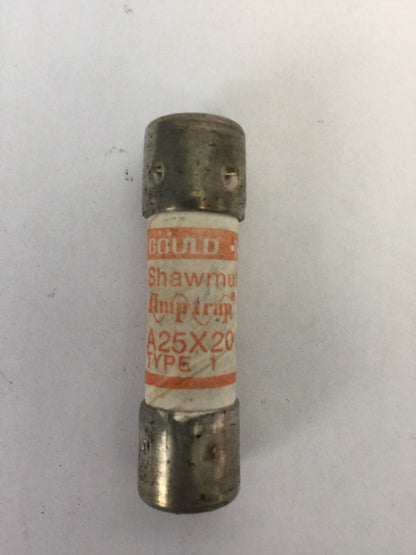GOULD SHAWMUT AMPTRAP A25X20 FUSE 20AMP 300V TYPE 1 (LOT OF 10)