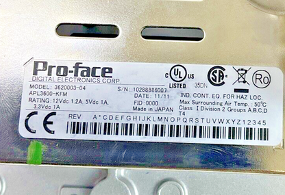 PROFACE 3582302-01 / 3620003-04 OPERATOR PANEL 100-240VAC INTRA