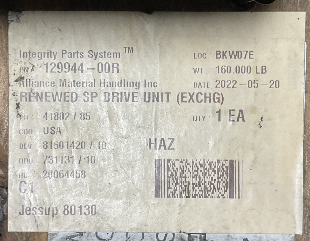 CROWN INTEGRITY PARTS SYSTEMS 129944-00R RENEWED SP DRIVE UNIT
