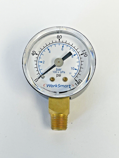 WORKSMART - WS-PE-GAGE-7 - PRESSURE GAUGE - 1.5" DIAMETER, 1/8" NPT, 0-160 PSI