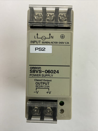 OMRON S8VS-06024 POWER SUPPLY INPUT 100-240VAC 1.7A OUTPUT 24VDC 2.5A