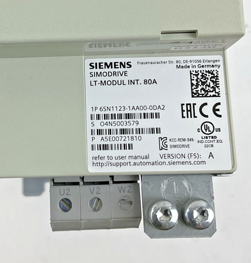 SIEMENS 6SN1123-1AA00-0DA2 SIMODRIVE LT MODULE INT .80A VER.A