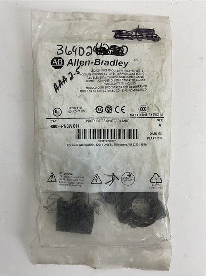 ALLEN BRADLEY 800F-PN3WX11 LED/CONTACT MODULES WITH LATCH WHITE