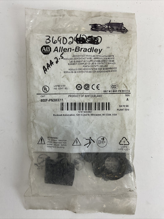ALLEN BRADLEY 800F-PN3WX11 LED/CONTACT MODULES WITH LATCH WHITE